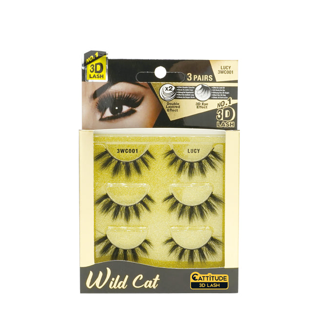 ブラジリアンイエロークリスタル13.5mm Cattitude Wild Cat Lashes - 3 Pack | EBIN NEW YORK