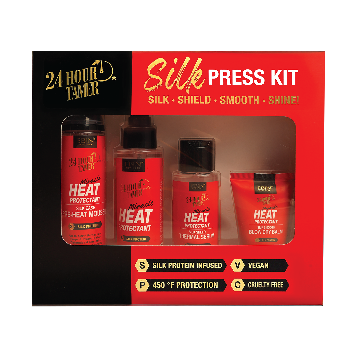 24 Hour Tamer Heat Protectant Silk Press Kit EBIN NEW YORK