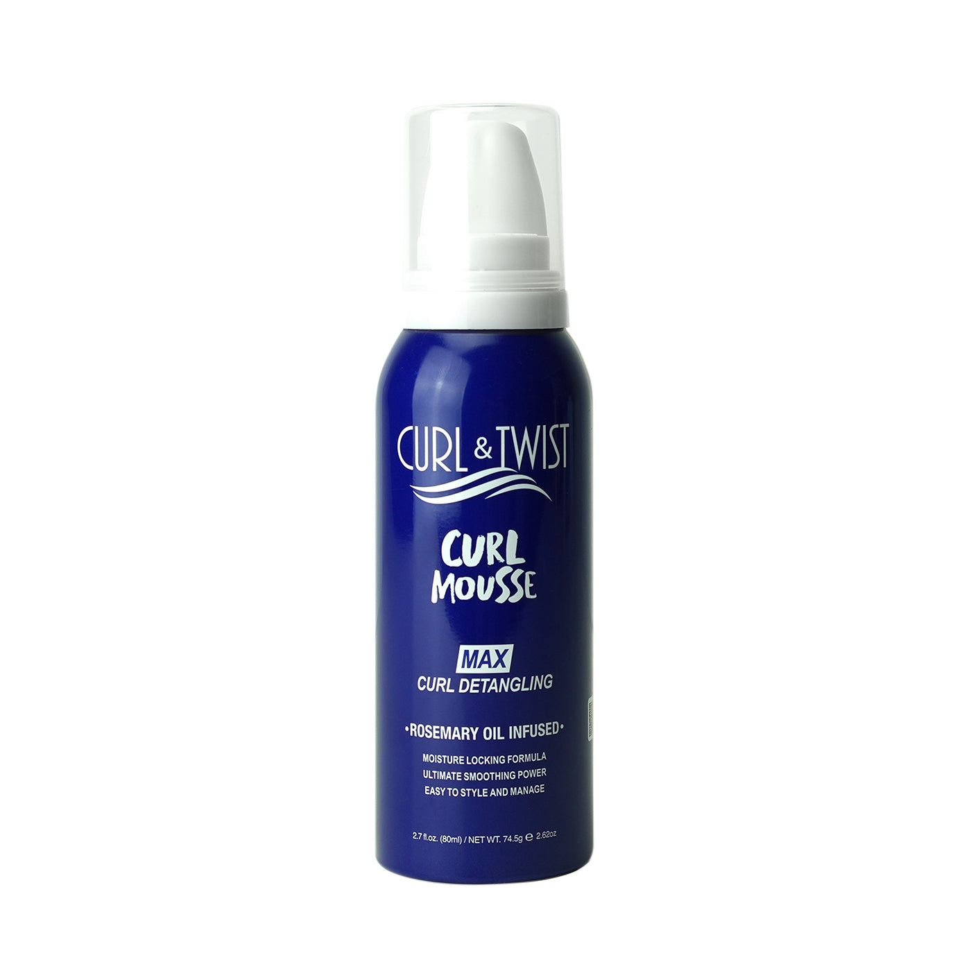 EBIN Curl & Twist - CURL MOUSSE - MAX - Curl Detangling - ROSEMARY OIL INFUSED - Alcohol Free 2.7 fl.oz (80ml)