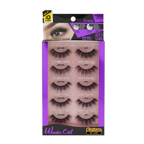 [5 Pairs] Wonder Cat Faux Mink Lashes- May