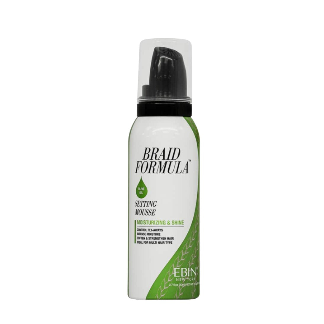 BRAID FORMULA Setting Mousse - Olive Oil - Moisturizing & Shine - Alcohol Free 2.7 fl.oz (80ml)