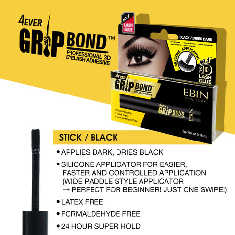 GRIP BOND LATEX-FREE LASH ADHESIVE - BLACK / SILICONE