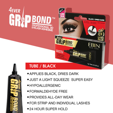 GRIP BOND LASH ADHESIVE - BLACK / TUBE