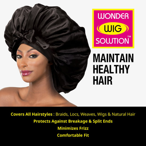 Wonder Wig Tie-Up Bonnet - Black