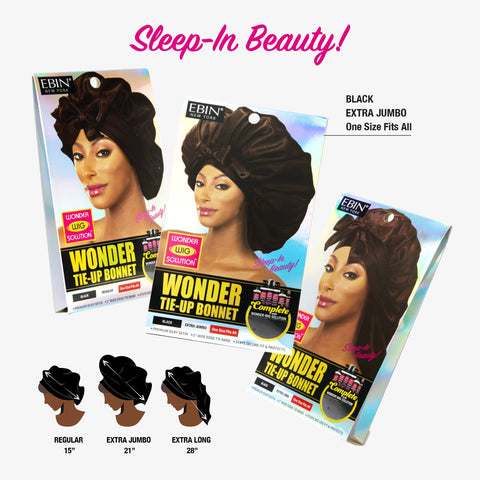 Wonder Wig Tie-Up Bonnet - Black
