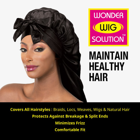 Wonder Wig Tie-Up Bonnet - Black