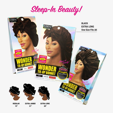 Wonder Wig Tie-Up Bonnet - Black