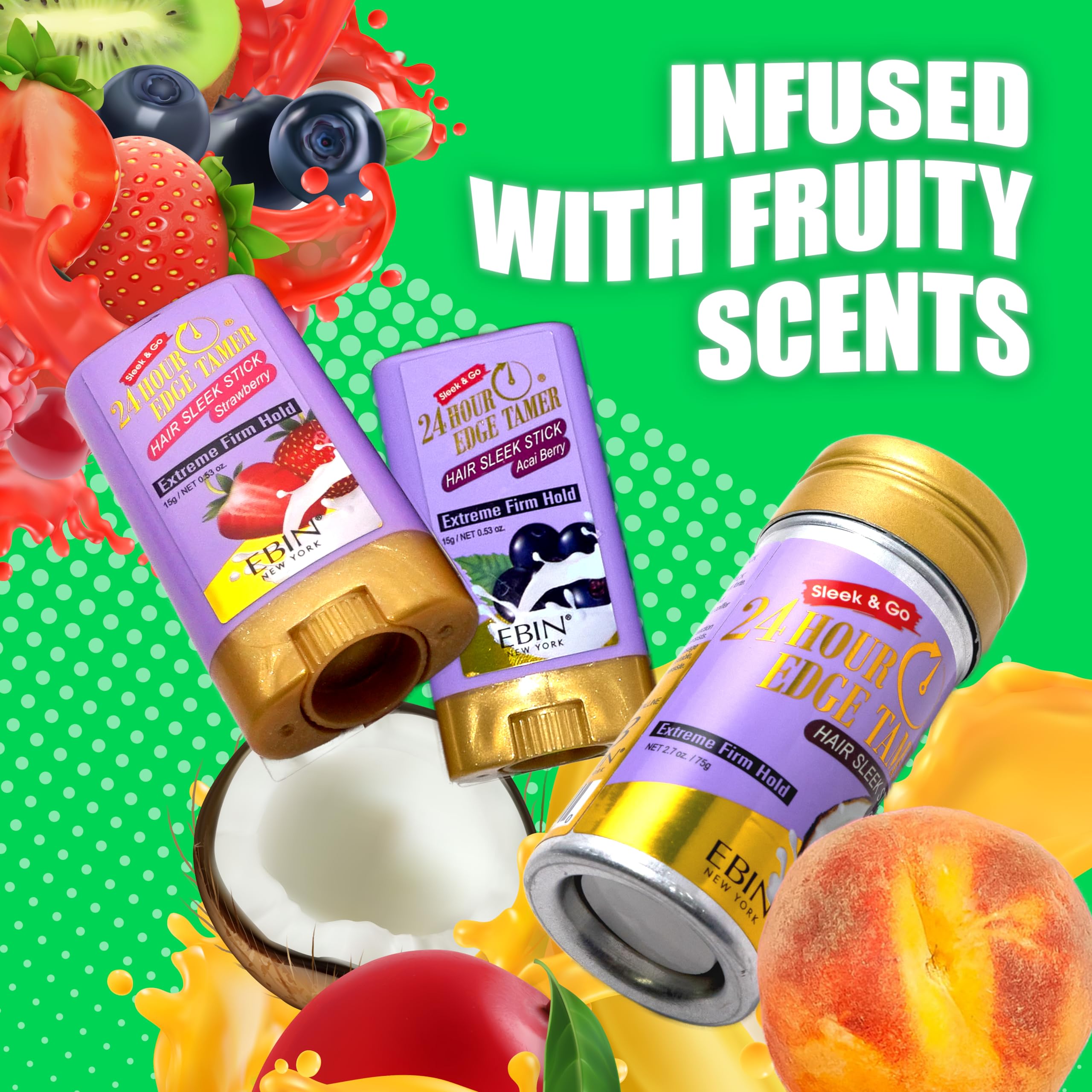 24 Hour Edge Tamer Sleek Hair Wax Stick - Strawberry | EBIN NEW YORK