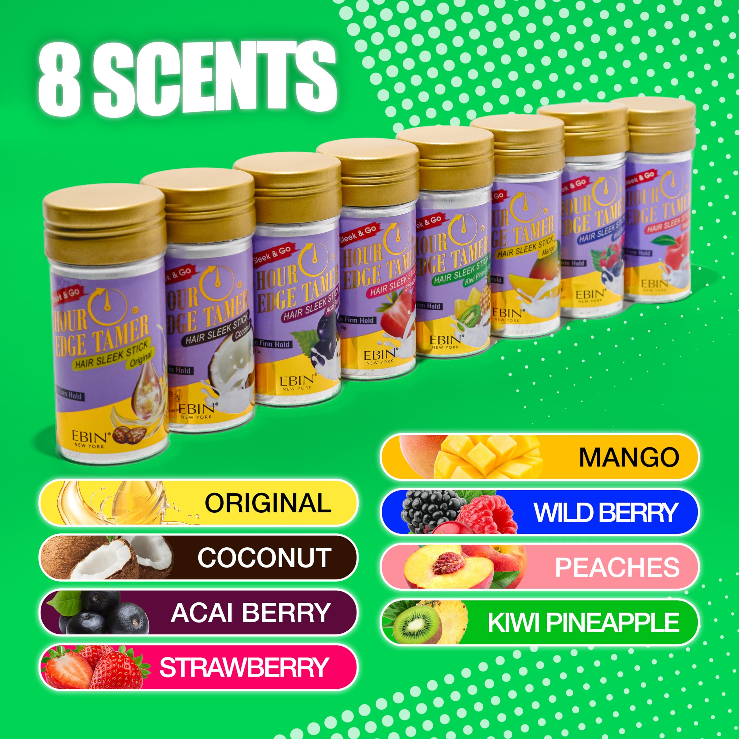 24 Hour Edge Tamer Sleek Hair Wax Stick - Kiwi Pineapple | EBIN