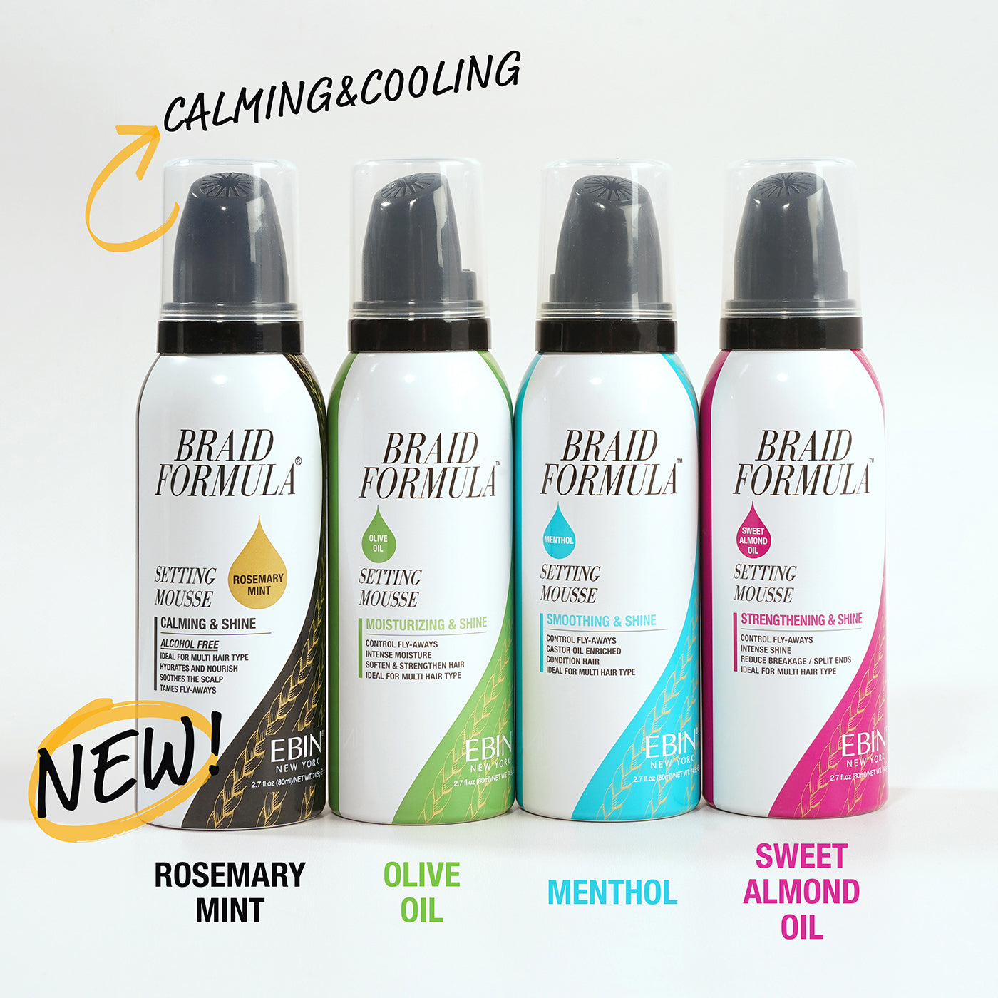 SETTING MOUSSE STRENGTHENING & SHINE - SWEET ALMOND OIL – EBIN NEW
