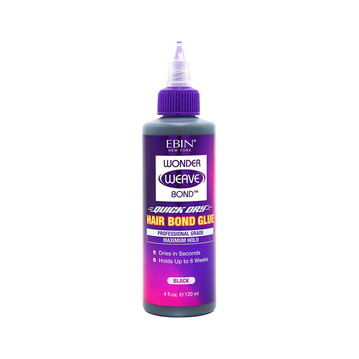 EBIN Wonder Weave Bond - QUICK DRY - Hair Bond Glue - Maximum Hold - Black 4 fl oz