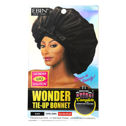 Wonder Wig Tie-Up Bonnet - Black