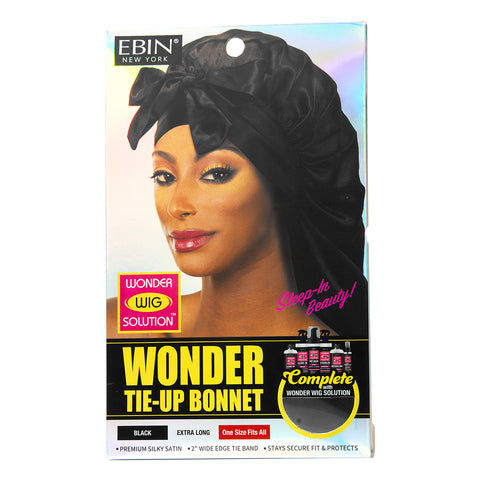 Wonder Wig Tie-Up Bonnet - Black